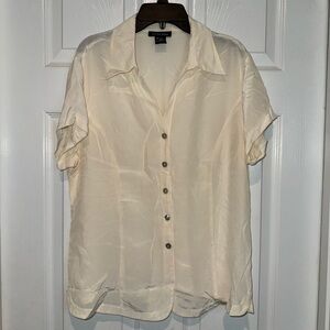 SilkLand Ivory 100% Silk Blouse. Size L